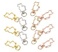 YOSADIER 40pcs Cat Shape Swivel Clasp Keychain Accessories DIY Crafting Kit Durable Metal Hanging Buckle for Jewelry Projects and Key Rings with Gold Silver Rose Gold