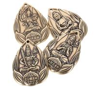 YOSADIER 4pcs Brass Buddha Amulet Pendants Retro Keychain Making Decor with Antique Finish for DIY Crafts and Festival Accessories