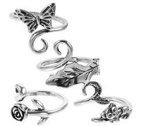 YOSADIER 4pcs Creative Crochet Rings Open Finger Knitting Loops for DIY Crafts Lightweight Portable Yarn Guide for Knitters and Crocheters Unique Designs Include Sloth Rose Leaf Butterfly