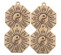 YOSADIER 4pcs Retro Taoist Brass Eight Diagram Pendants Small Keychain Charms for Feng Shui Ornaments Jewelry Making DIY Craft Accessories