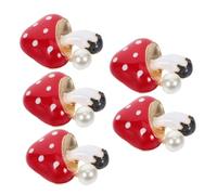 YOSADIER 5pcs Cute Mushroom Air Freshener Car Vent Clips Decorative DIY Charms for Car Interior Stylish Red Design Durable Imitation Pearl for Women