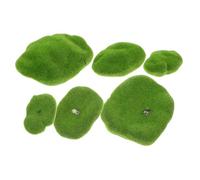 YOSADIER 6pcs Artificial Moss Stone Rocks Fake Green Moss for Floral Arrangements Fairy Gardens and Home Decoration