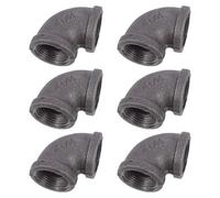 YOSADIER 6pcs Iron Elbow Coupling Connector Tube Fittings 2.04x0.98x0.98inch Black Sturdy Industrial Plumbing Easy to Install and Safe