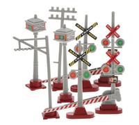 YOSADIER 8pcs Mini Traffic Signal Light Model for DIY Sand Table Projects Micro Railroad Crossing Sign Engaging Train Landscape Accessories for Creative Play and Skill Development