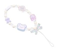 YOSADIER Beaded Phone Charm Strap Lightweight Anti-lost Phone Lanyard with Cute Pink Heart Bear Design Camera USB Flash Drive Outdoor Use