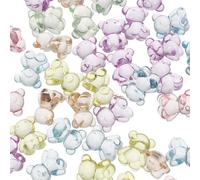 YOSADIER Bear Jewelry Spacer Beads Acrylic Material 100Pcs Mixed Colors Lightweight Sturdy for Necklace and Earring Crafting