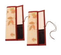 YOSADIER Calligraphy Brush Roll 2Pcs Vintage Bamboo Wrap Handmade Canvas for Beginners Traditional Art Practice at Home