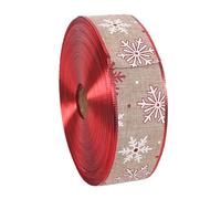 YOSADIER Christmas Decorative Burlap Ribbon with Crimson Border Snowflake Pattern 10m for DIY Wedding, Wrapping, and Christmas Tree Hanging Craft