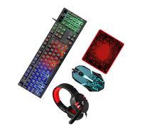 YOSADIER Ergonomic USB Computer Keyboard Mouse Combo with Wired Headset and Mousepad Comfortable Grip Design for Office and Gaming Use High Performance and Easy Installation