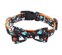 YOSADIER Halloween Cat Collar Pet Collar Adjustable Cloth Black Bow-knot Decor for Cat Dog Halloween Party Pet