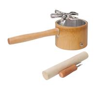 YOSADIER Handheld Wooden Moxibustion Bracket Set Bamboo Small Holder, 3-Prong Moxa Stick Fixing Tool and Stone Mill Moxa Roll, Acupoint Massage Moxibustion Burner for Traditional Therapy