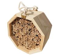 YOSADIER Hanging Bee House Bee Box for Yard and Orchard Octagonal Natural Pine and Reed Safe Environment Supports Pollinators Growth Natural Aesthetics Beautiful Decoration