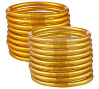 YOSADIER Lightweight Golden Silicone Jelly Bracelets Fashionable Bangles 18 Pcs Silent with Gorgeous Colour for Women for Everyday Wear and Accessories