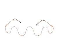 YOSADIER Metal Eyeglasses Frame Golden Half Rim Diamond Inlaid Wave | Decorative Prop Glasses, Fine Workmanship, Women and Men Accessory for Photography