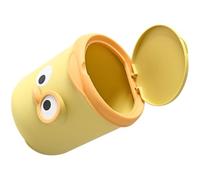 YOSADIER Mini Desktop Waste Bin with Lid Push-Type Garbage Can for Office and Home Use Yellow Plastic
