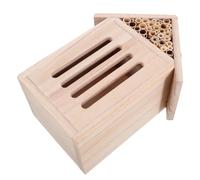 YOSADIER Natural Wood Insect Hotel Wooden Bee House with Multiple Compartments 11x9x21cm Garden Habitat for Ladybugs Butterflies Mason Bees Outdoor Backyard