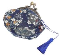 YOSADIER Navy Canvas Small Wallet for Women, Lightweight Bucket Shaped Change Purse with Buckle, Holds Folded Bills and Receipts, for Daily Use and Work