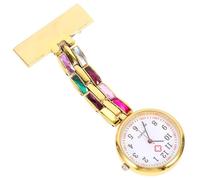 YOSADIER Nurse Watch Clip with Golden Alloy Case, Delicate Unique Design, Easy to Wear for Nurses, Doctors, and Students, Featuring a Stylish Rectangular Dial for Viewing Time