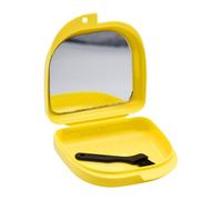 YOSADIER Orthodontic Denture Storage Container Mouth Guard Case Portable Plastic Inhibits Growth with Mirror for Home Office Use Random Color