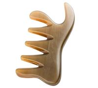 YOSADIER Ox Horn 5-Tooth Scalp Massage Comb Guasha Scraping Tool for Head and Body, 11x5.5cm Manual Acupuncture Guasha Scraper for Relaxation and Hair Care