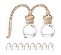 YOSADIER Perfume Stress to Suitable for Driving Office, Alleviate 10pcs Portable 10ml Refillable Bottle with Wood Glass Material Hanging Air Freshener Pendant Car Bathroom Use
