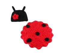 YOSADIER Photography Prop Set for Newborns, Unisex Crochet Hat and Pants Outfits, Seven-Spot Beetle Cloak Costume for Photo Shoot