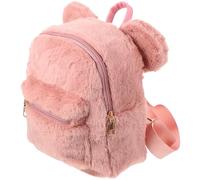 YOSADIER Plush Backpack with Cute Bear Ears, Fluffy Pink Casual Backpack for Women, Multi-purpose and Roomy Design for Back to School and Wandering with Friends