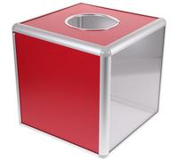 YOSADIER Red Aluminium Alloy Raffle Box with Side, Sturdy and Practical Storage Cube for Church Events and Corporate Parties, Multipurpose Ticket and Donation Holder Random Color