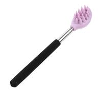 YOSADIER Retractable Back Scratcher and Massager with Stainless Steel Claw, Portable Long-Handle Back Scratching Tool for Adults, Multi-use Body Massage Brush in Purple
