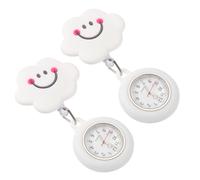 YOSADIER Retractable Hanging Nurse Pocket Watches Odourless Clothes Decor for Nurses 2pcs with White Silicone Cloud Shape for Exams and Daily Use