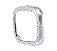 YOSADIER Sense Watch Case Protective Cover Bling Double Row Silver Diamonds Shell Full Bumper Frame Easy Install Accessory for All Ages