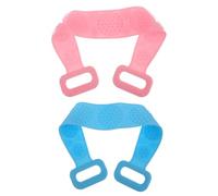 YOSADIER Silicone Long Bath Towel 2pcs Double-Sided Long Strip Towels with Double Holes Structure Providing Comfortable Massage and Deep Back Cleaning Blue Pink
