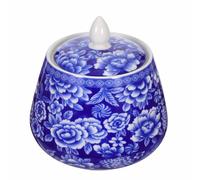 YOSADIER Tea Blue and White Porcelain Canister 870ml Ceramic Sealed with Lid Design Storage Jar Vintage Home Accessory for Tea and Scented Suitable for Store or Party Decorative