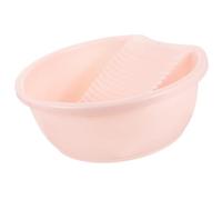 YOSADIER Thickened Pink Mini Washboard Basin for Hand Washing Clothes and Laundry, Household Washing Basin with Scrub Board for Dormitory and Home Use