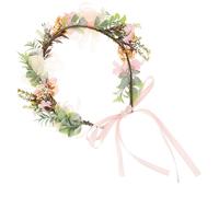 YOSADIER Wedding Dog Flower Collar with Adjustable Ribbon and Artificial Floral Crown for Pet Parties and Photo Props