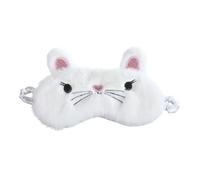 YOSADIER White Cat Design Sleep Mask Lightweight Fluffy Fabric Eye Cover with Flexible Strap for Work and Naps Comfortable Night Eyeshade