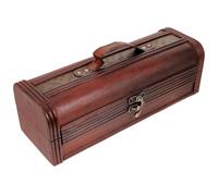 YOSADIER Wood Wine Bottle Box for Red Wine and Beer, Portable Vintage Storage Case with Leather and Iron Details, for Engagement and Presentation