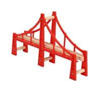 YOSADIER Wooden Raised Train Track Bridge Railroad Accessories Set for Easy-build Red Elevated Railway Bridge Compatible with Major Brands Enhances Logical Thinking and Creative Play