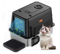 Yosamy XXL Stainless Steel Cat Litter Box - Closed Anti-Odor with Ion Deodorization, Clearance for Large Cats/Multi-Pet Households (62x41x44 cm)