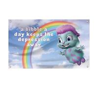 YOSASAH Bibble Happiness Cartoon Flag Inspirational 3X5 FT Rainbow Tapestry Dorm Decor Man Cave Wall Banner Poster with Brass Grommets For College Dorm