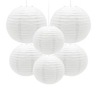 Yosawa 6 Pcs Paper Lanterns Decorative Round Paper Lantern Hanging Paper Lanterns for Party, Classroom, Wedding, Halloween,Christmas,Home Decoration （ 8”10” 12”/White）