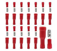 Yosawo 100-pieces Insulated Male/Female Bullet Quick Splice Wire Connector Electrical Crimp Terminal 22-16AWG Red (ZDH)