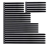 Yosawo 25-pieces Black Cable Straps，Multipurpose Hook and Loop Reusable Fastening Cable Tie Down Straps, 4 Different Size（2x20cm，2x30cm，2x40cm，2x50cm）