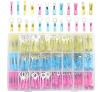 Yosawo 265 Pieces Heat Shrink Wire Connector Electrical Terminals Kit,Insulated Waterproof Electrical Crimp Marine Automotive Terminals Set,Ring Fork Spade Butt