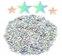 Yosawo 60g/2.1oz Star Confetti Metallic Foil Stars Sequin Table Confetti for Wedding Birthday Party Christmas Decoration(XX/Colored Silver)