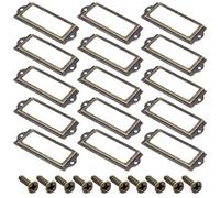 Yosawo Pack of 20 Metal Label Holders Antique Furniture Drawer Cabinet Card Frame Holder with Screws for Filing Cabinet Office Drawer Cabinet in Pharmacist Cabinet (83 x 30 mm/Antique Copper)