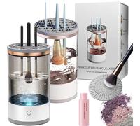YOSEDVCB Bellaclean Makeup Brush Cleaner,3 In 1 Multi-Use Efficient Deep Cleaning All Types Of Brushes,Quiet Power Spin With Dryer-Holder For All Brush Sizes(White+Gray,Plug-in)