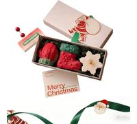 YOSEDVCB Christmas Three-Piece Scented Candle Gift Set,Handmade Tree Shaped Candle,Cute Holiday Candles, For Women & Men Xmas Home Decor, Party, Bedroom, Table Decorations(#01)