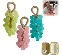 YOSEDVCB Grape Soap On A Rope, Personalized Original Handmade Crystal Grape Soap,Decorative For Washing Hands And Bath Cold Process Method,for Women Men Bathroom(3psc b)
