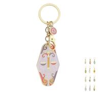 YOSEDVCB Vintage Illustrated Zodiac Keychain, Unique Vintage Keyring, Metal Enamel Charm Pendant Accessories,Astrological Star Keychain For Cars & Bags Pendant(Libra)